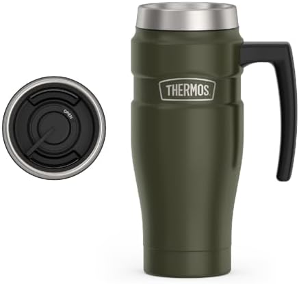 THERMOS Stainless King Travel Mug with Handle, 16oz, Army Green