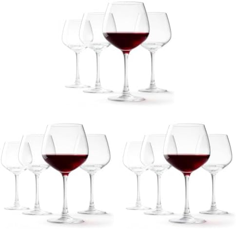 Amazon Basics Stemmed Red Wine Glasses, Dishwasher-Safe, 4-Piece Set, 20 oz. (Pack of 3)