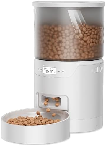 IMIPAW PET Automatic Cat Feeder: 3L Auto Food Dispenser with Timed Feeding| 6 Meal Programmable& 1-20 Portion Precise Control- Easy to Clean & Setup for Cat Indoor| Desiccant Bag Keep Food Fresh