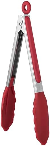 U-Taste Kitchen Tong for Cooking, 600ºF Heat-Resistant Silicone, 9in/Red