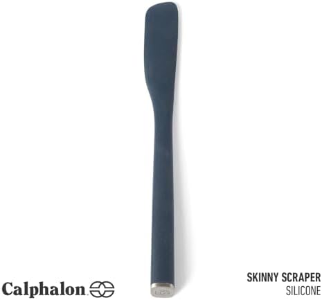 Calphalon Edge Jar Scraper, 9-Inch Silicone Jar Spatula, Flexible Cleaning Scraper for Jars, Bottles & Containers, Slim Heat-Resistant Nonstick-Safe Kitchen Tool, Navy