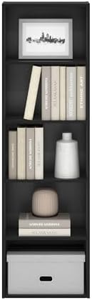 Furinno LUDER Book Shelf, 5-Tier Bookshelf, Bookcase with Open Shelves, 9.4 x 15.8 x 52, Easy Assembly, for Living Room, Bedroom, Home Office, Blackwood