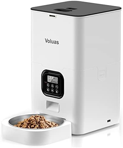 VOLUAS Automatic Cat Feeder, 6L Timed Dry Food Dispenser for Cats & Dogs