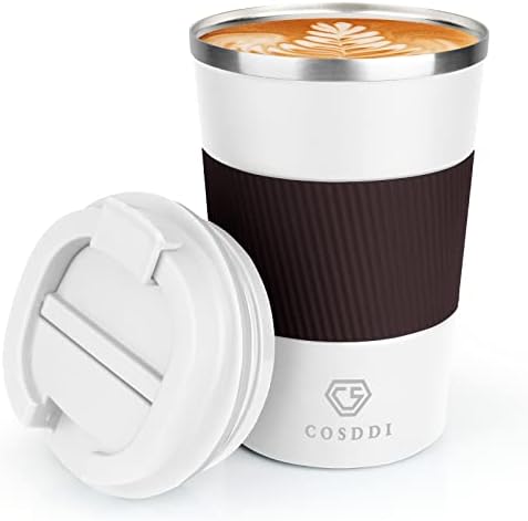 CS COSDDI 12 oz Coffee mug - Stainless Steel Coffee Cup with Leakproof Lid