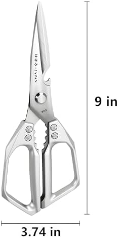 Kitchen Scissors, All Purpose，Ultra Sharp Meat Scissors，Heavy Duty Silver Cooking Scissor，Dishwash Safe Stainless Steel Kitchen Shears for Food, Chicken Bones, Turkey