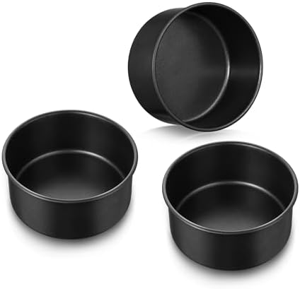 E-far 5 Inch Cake Pan, 3PCS Nonstick Stainless Steel Small Baking Cake Pans