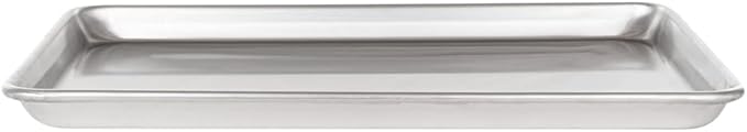 Restaurantware Met Lux 18 x 13 Inch Industrial Baking Pan 1 Heavy-Duty Bakery Sheet Pan - Rimmed Edges Endures Up To 392F Aluminum Half-Baking Sheet Dishwashable Ideal For Baking or Roasting