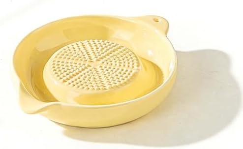 3.5 Inch Yellow Ceramic Grater Plate for Ginger, Garlic, Onion, Cheese, Lemon, Chocolate, Vegetables and Fruits for Kitchen (1 Pcs, Yellow)