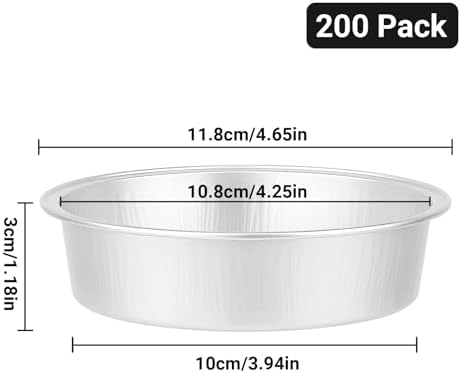Beasea Aluminum Ramekins, 200 Pack 4" 7.3oz 215ml Mini Disposable Baking Foil Cups No Lids Ramekin Cup Cupcake Aluminum Baking Cups for Party - Silver