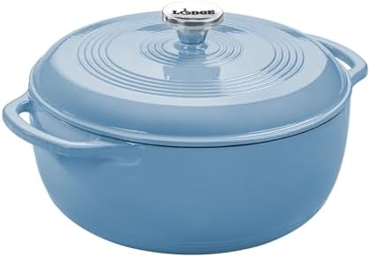 Lodge Essential Enamel Cast Iron Dutch Oven, 6 Quart, Storm Blue