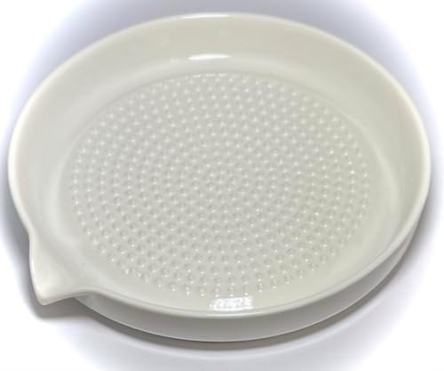 BonCera, Premium Ceramic Garlic Grater Plate Set - Large White Modern