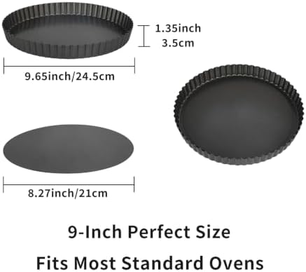 LISI 9 Inch Tart Pans with Removable Bottom, Nonstick Carbon Steel