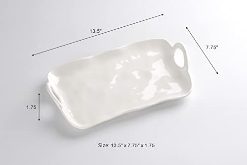 Pampa Bay Shatterproof Melamine Small Platter, 13.5 x 7.8 Inch, Food, Freezer, Dishwasher Safe, White