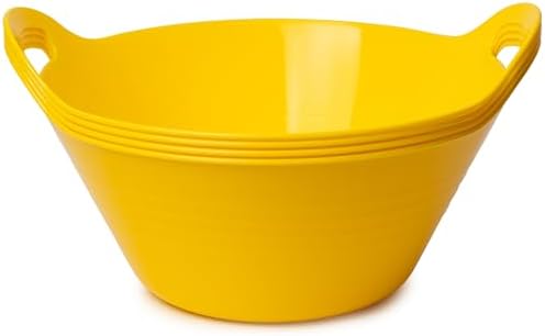 Tiawudi 4 Pack Snack Bowls (4.9L Large), Plastic Serving Bowls for Party, Large Bowls with Handles for Kitchen, Fruit, Cereal, Candy, Salad and Chip, Microwave Safe