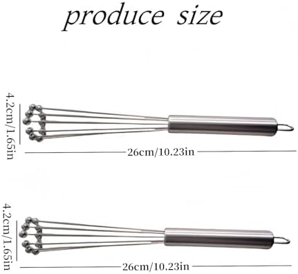 2 PCS 10.23inch Stainless Steel Ball Whisks,Durable Manual Egg Beater, Dishwashable Kitchen Whisk,Cream whisk, kitchen baking tool