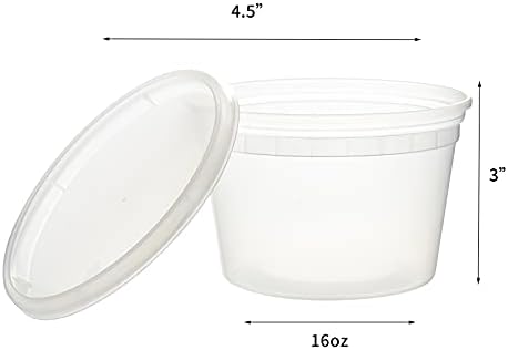 [240 Set - 16 oz.] Plastic Deli Food Storage Containers With Lids, Disposable togo containers for soup, Meal Prep, Slime | BPA Free | Stackable | Leakproof | Microwave | Dishwasher | Freezer Safe