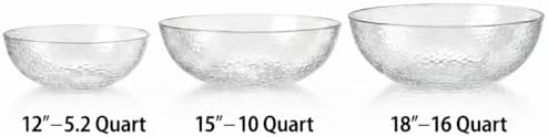 Lillian Collection Stunning Clear Plastic Round Hammered Bowl - 12" (4 Pc.) - Unique Textured Design - Perfect for Parties & Displays
