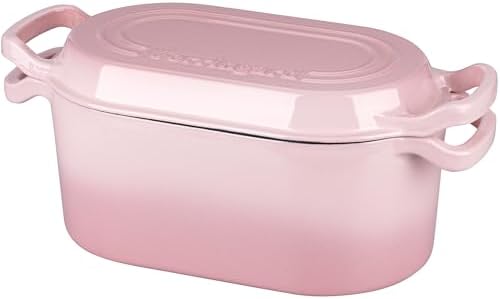 VORRINGARD Oval Dutch Oven Pot with Lid, Enamel Coating Cast Iron Bread Pans for Homemade Sourdough Bread Baking, Cooking, 4 Quart, Pink