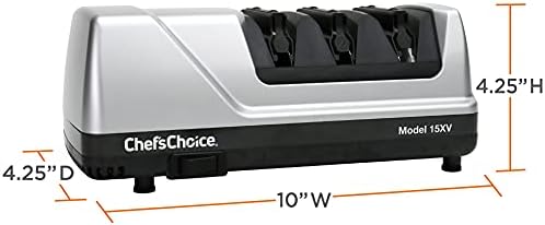 Chef’sChoice 15XV EdgeSelect Professional Electric Knife Sharpener with 100-Percent Diamond Abrasives and Precision Angle Guides for Straight Edge and Serrated Knives,3-Stage,Gray,(Pack of 4)