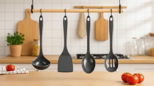 Reston Lloyd Spatula, Turner for Non-stick pans, Heat Resistant, BPA Free Melamine Utensil with Ergonomic Handle,11 inch, Charcoal