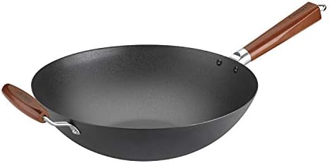 Cuisinart CSW26-36H 14" Pre-Seasoned Steel Wok with Helper Handle – Heavy-Gauge Steel for Superior Heat Conduction, Wooden Stay-Cool Handle, Induction Compatible