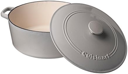 Cuisinart Chef's Classic Enameled Cast Iron Dutch Oven with Lid, Porcelain Enameled Interior, Oven Safe, Induction Compatible, 7-Quart, Round, Cool Grey