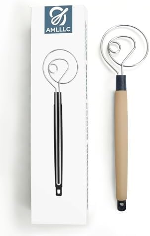Danish Dough Whisk Heavy Duty 13.5" - Dishwasher-Safe Baking Tool (Beige)