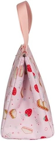 Remobia Hicol Insulated Lunch Bag for Women,Thermal Leakproof Lunch Tote with Pocket, Reusable Cooler Lunch Box for Work Office Travel (Strawberry Picnic Print)