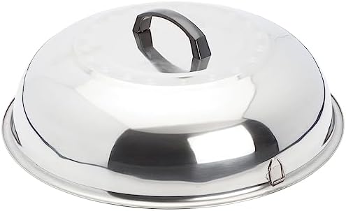 Winco 15 3/8" Black Stainless Steel Wok Cover