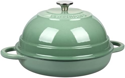 VORRINGARD Cast Iron Enameled Dutch Oven Pot with Lid for Bread Baking, Bread Oven, 6 Quart, Sage Green