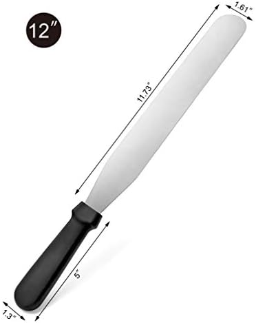 New Star Foodservice Straight Icing Spatula, 12 Inch Blade, 17 Inch Overall, Bakery-Grade Stainless Steel Cake Frosting Spatula