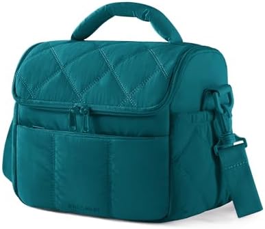 BAGSMART Insulated Lunch Bags for Women, Cute Quilted Lunch Box, Teal