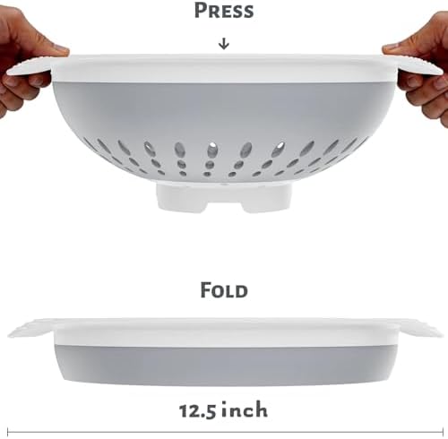 5 Quart Premium Collapsible Colander with Reinforced Handles