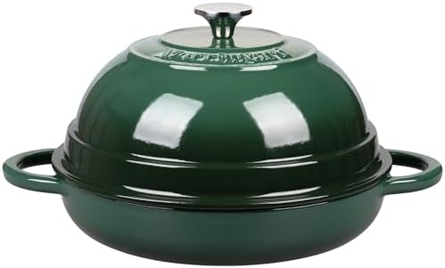 VORRINGARD Cast Iron Enameled Dutch Oven Pot with Lid for Bread Baking, Bread Oven, 6 Quart, Dark Green