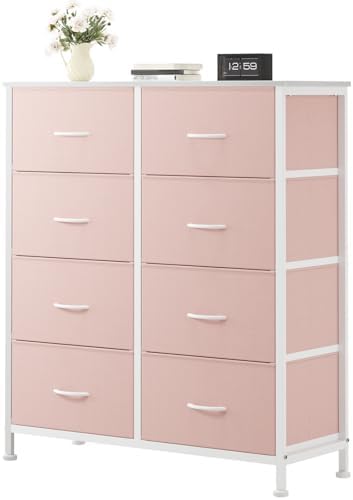 OLIXIS 8 Drawer Storage Dresser for Bedroom, Closet Organizers Units, Pink