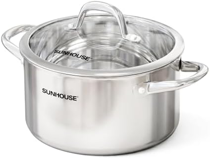 SUNHOUSE Whole-Clad 12 Quart Stainless Steel Stock Pot with Lid