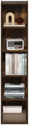 Furinno PASIR Book Shelf, 5-Tier Modern Bookshelf, Open Shelves Bookcase 9 x 12 x 52, Easy Assembly, for Living Room, Bedroom, Home Office, Amber Pine