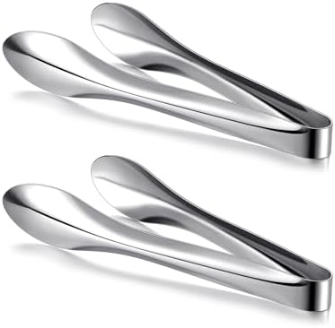 2 Pack Silver Polished Serving Tongs 9 Inch