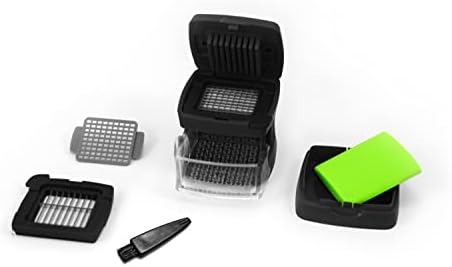 Garlic-A-Peel Garlic Press, Crusher, Cutter, Mincer, and Storage Container - Includes Silicone Garlic Peeler - Easy to Clean - Stainless Steel Blades – (Black), standard
