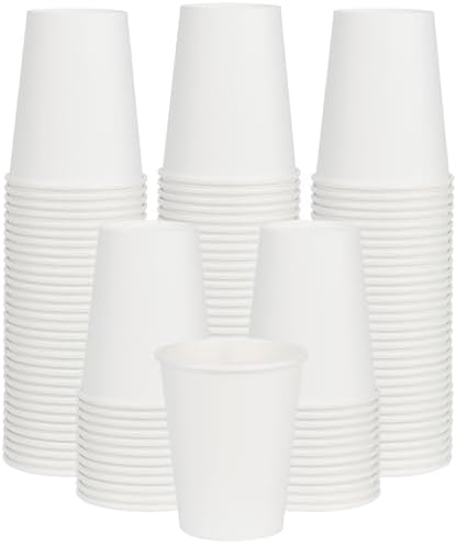 8 oz Coffee Cups 100 Pack, Disposable Paper Cups 8 oz, White Coffee Cups, Hot Beverage Drinking Cups, Suitable for Party, Picnic, Travel, and Events