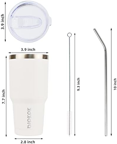 BJPKPK 30 oz Tumbler with Lid and Straw, Insulated Stainless Steel Cup