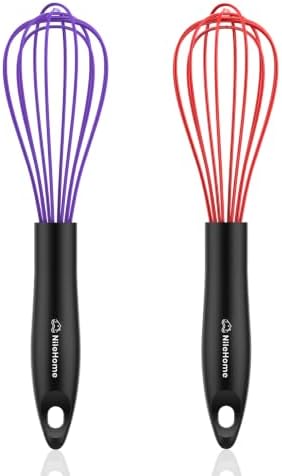 NileHome Silicone Whisk Set 10" Kitchen Whisk Purple Red,2-pack