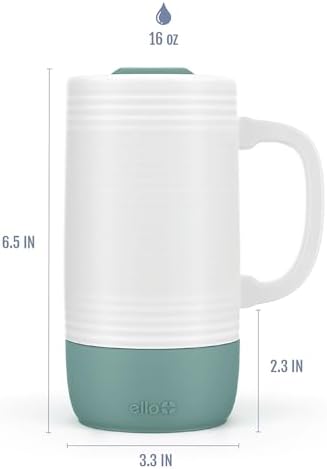 Ello Jane 18oz Ceramic Travel Mug with Handle and Coaster, Alligator