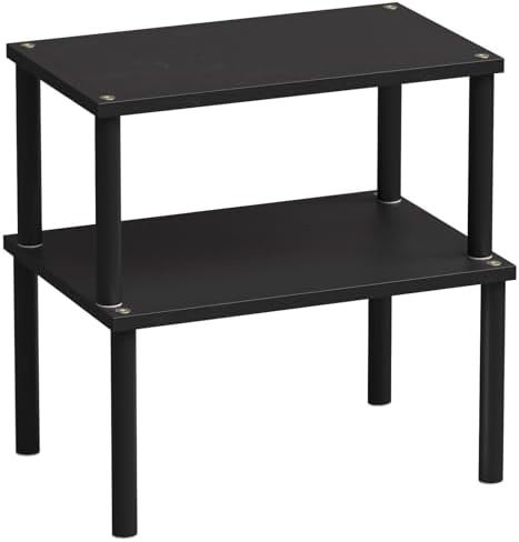 VERTORGAN 2 Pack Cabinet Organizer Shelf,Bamboo Countertop(Medium,Black)