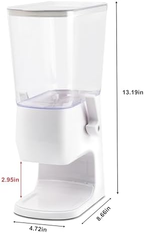 Cereal Dispenser Countertop, Cereal Containers Storage Snack Dispenser for Pantry, 3.2L Dry Food Dispenser for Grains, Nuts, Snack,Oatmeal, Pet food, White, 1Pc