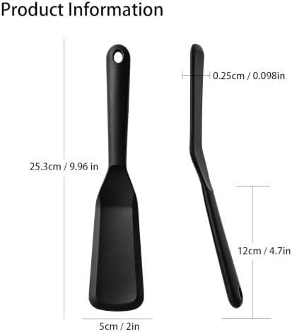 【2 Pack】Kunovo Small Spatula for Nonstick Cookware Mini Spatulas for kitchen Use,Heat-Resistant Silicone Thin Spatula Cooking Baking (2 Pack-Black)