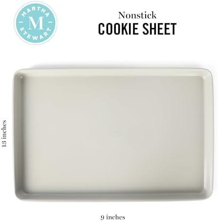 Martha Stewart Gallen 13 x 9 Inch Nonstick Carbon Steel Cookie Sheet – Cool Grey, Durable Bakeware for Even Baking and Easy Cleanup (Pack of 6)