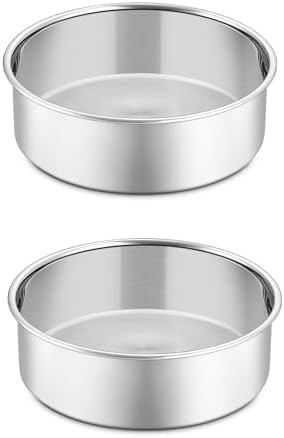 P&P CHEF 5 Inch Cake Pan Set of 2, Stainless Steel Round Baking Cake Pans
