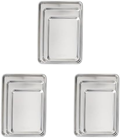 Nordic Ware Naturals 3-Piece Baking Sheet Pan Set, USA Made Aluminum Pans for Baking, Roasting, Cookies, Sheet Cakes, Half Jelly Roll & Quarter Sheet, Warp-Resistant (Pack of 3)