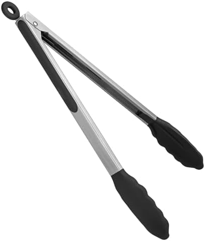 U-Taste Kitchen Tong for Cooking, 480ºF Heat-Resistant Silicone, 12"/Black